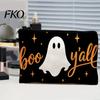 Non Fading Pattern Pouch Cosmetic Bag, Halloween Print Makeup Canvas Durable Data Cable Organizer Zipper Pouch, for Change Storage Anti Pilling Bag