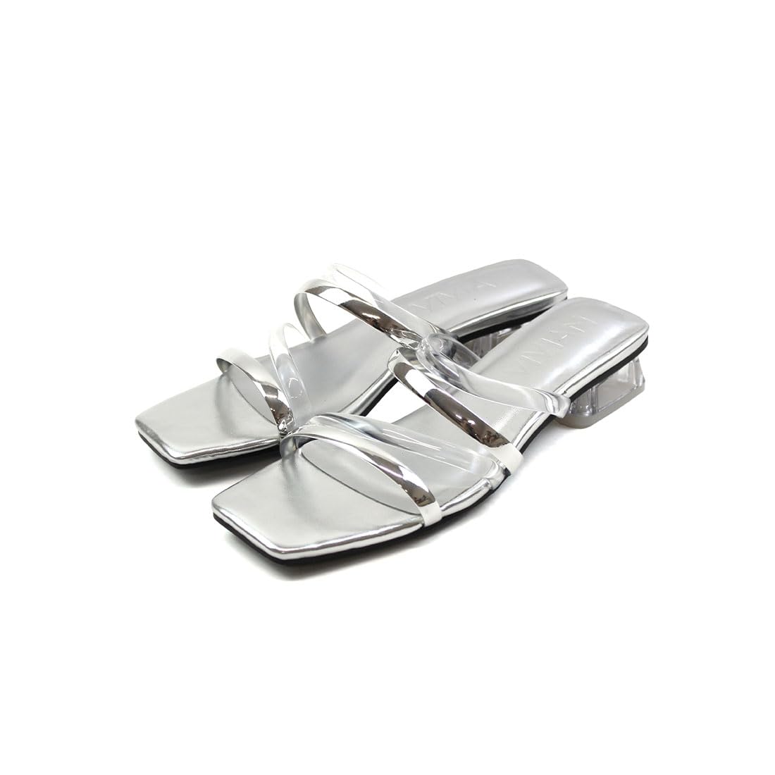 

Прозрачные низкие M [Вивиан] Женские сандалии, Мюли, Каблук, Каблук, V0375SM, Серебристый, (23,0-23,5)