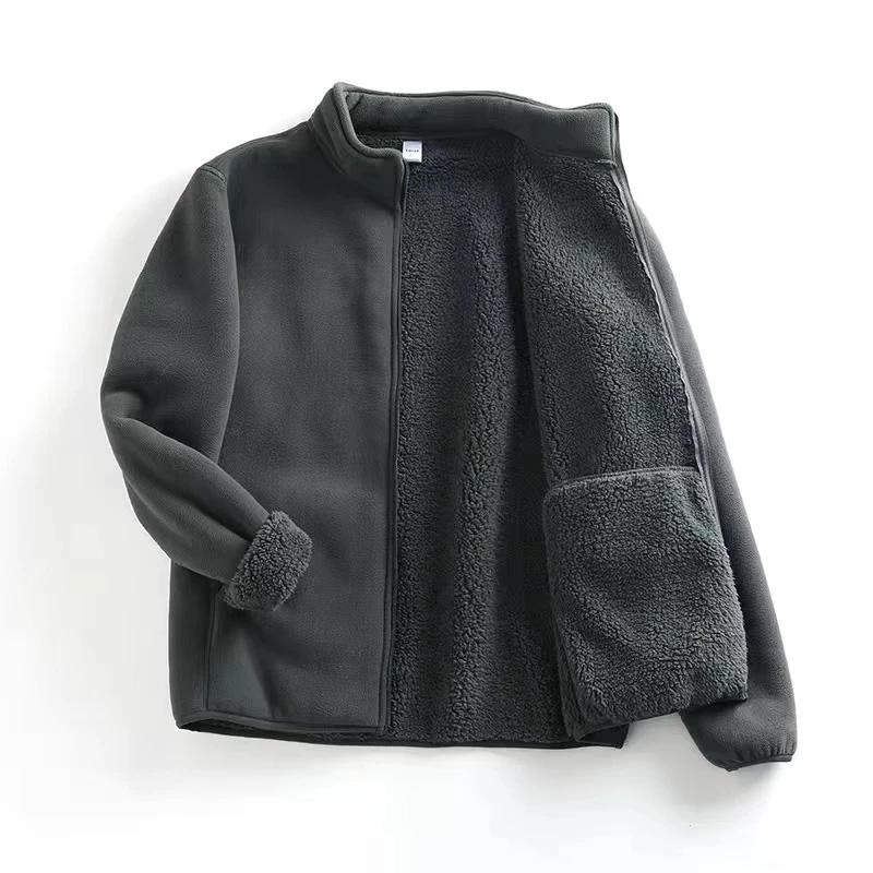 Coat for Women Fleece Thickened Plush Autumn Winter Double Layer Windbreaker Oversize Casual Zipper Jacket