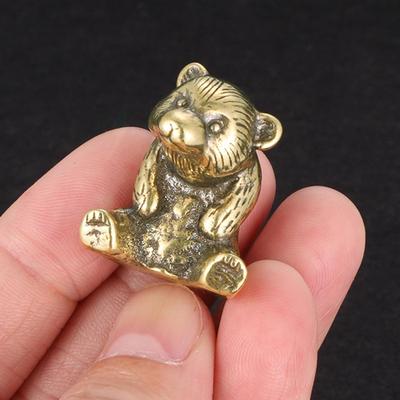Brass Bear Figurine Desktop Decoration Collectible Office Tea Table Statue Copper Decorative Antique