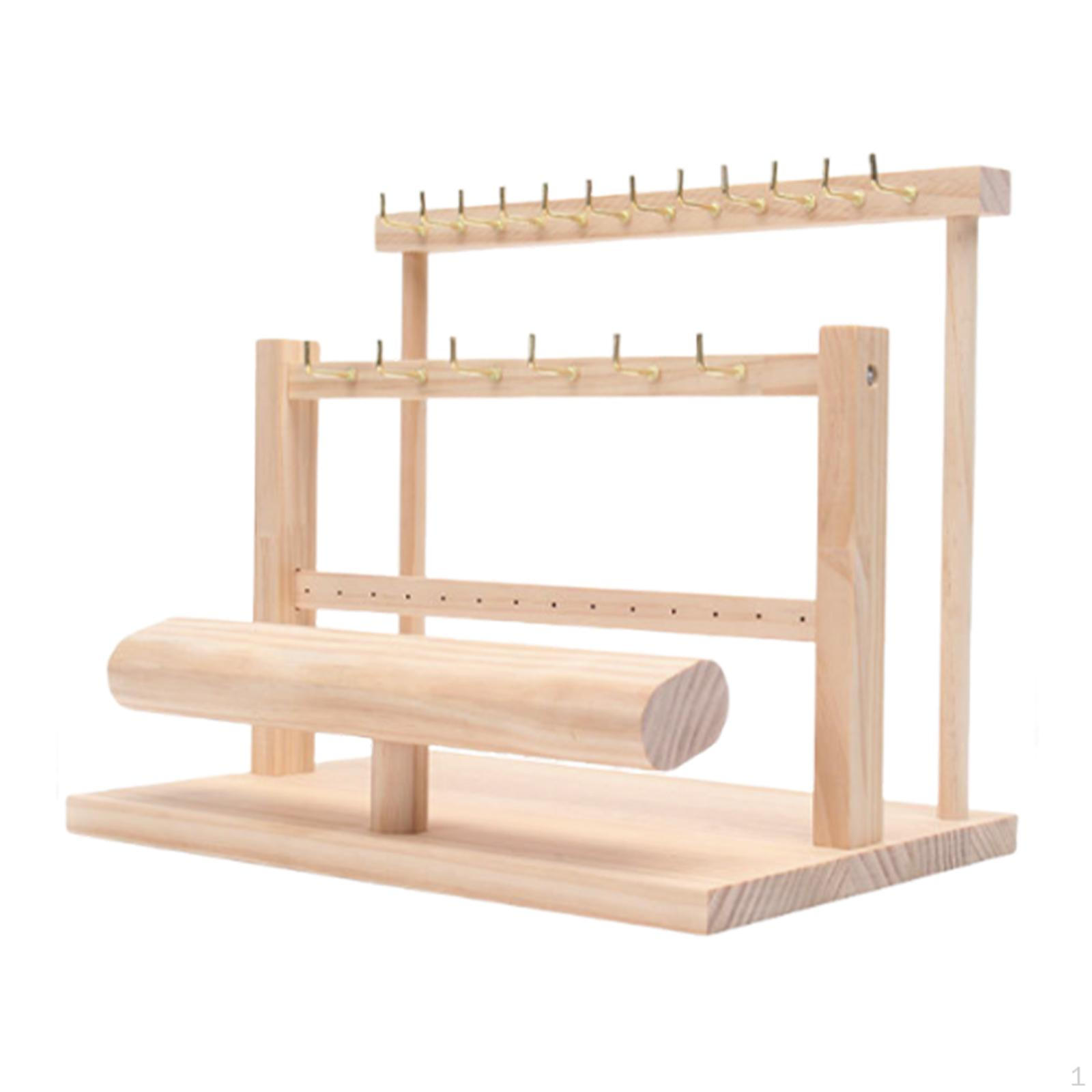 

3-ярусная подставка-дисплей для браслетов, стойка для хранения браслетов, органайзер для модных украшений для часов, ювелирных изделий Wood Color