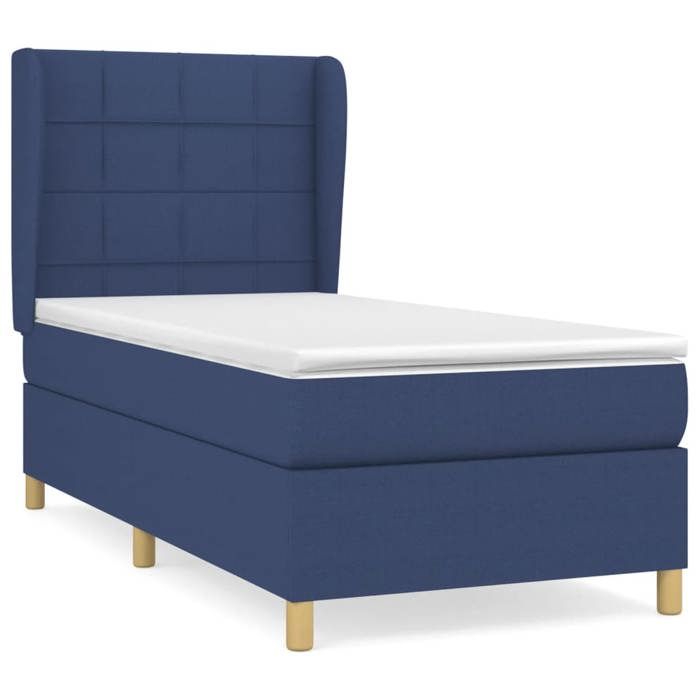 3128491 vidaXL Lit à sommier tapissier avec matelas Bleu 90x190 cm Tissu