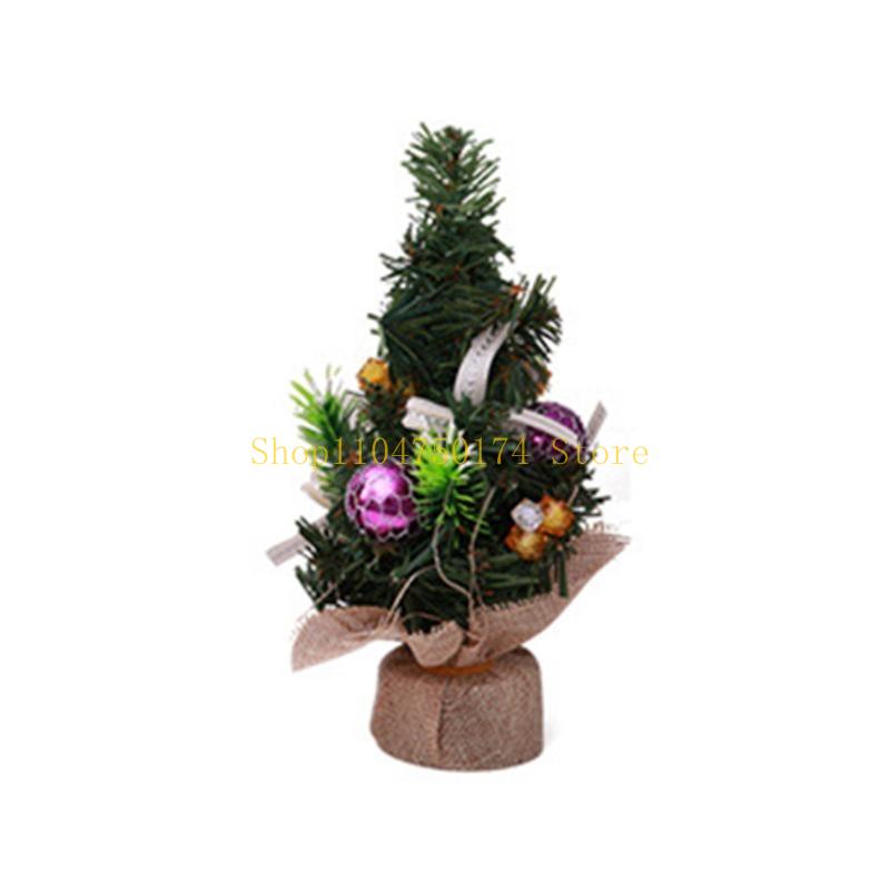 9'' Mini Christmas Tree with Flower Bells Ornaments Xmas Tree Desktop Decoration top sale