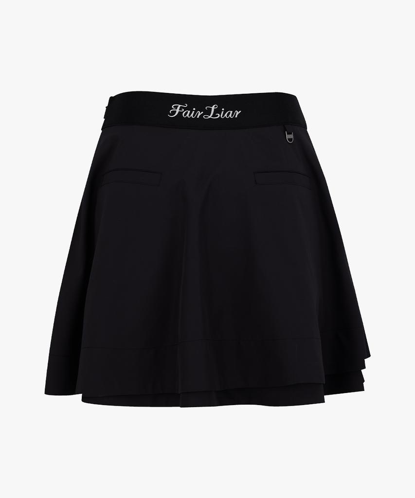FAIRLIAR GOLF Double Layer Flare Skirt (Black)