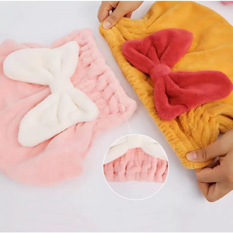 Dry Hair Cap, Quick-drying Women's Pullover, Cute Bow, Super Absorbent Bath Cap, Adult Dry Hair Towel, No Shedding