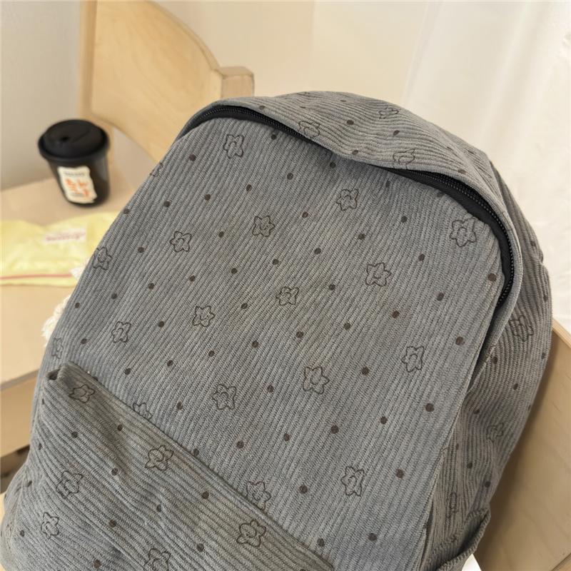 Women's Corduroy Student Schoolbag Printed Backpack