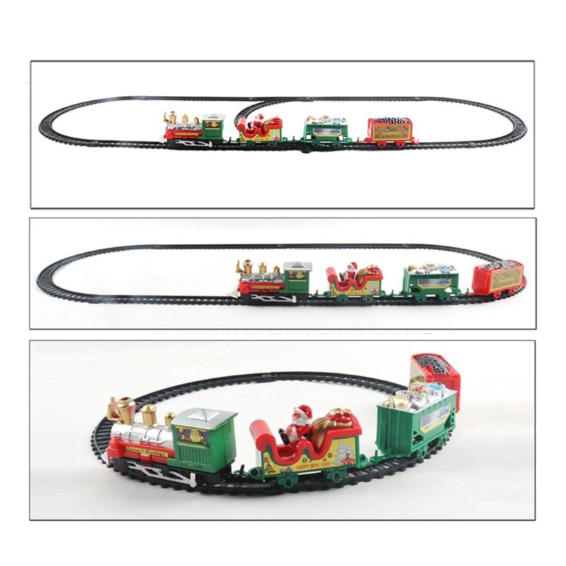 Electric Train Set Safe Realistic Railway Train Christmas Battery-Powered Santa Claus Train Toys Ornaments for Kids Gift