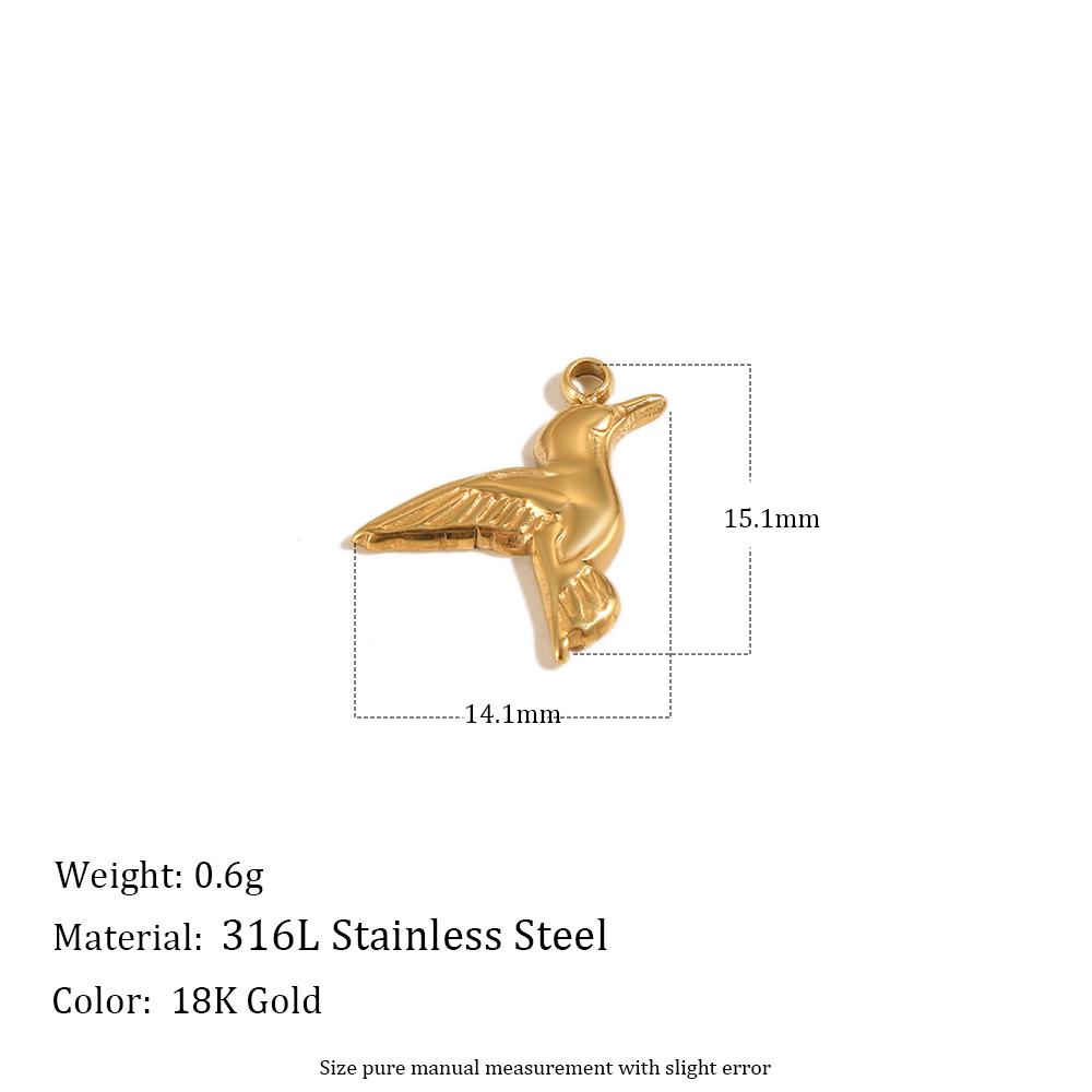 MamacitaSlay 316L Stainless Steel Flower Bird Charms 18K Gold Plated Waterproof Jewelry Making Pendant For Necklace Bracelet DIY
