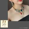 [KK Solis] Orchid Motif Earrings & Necklace Set with Marquise & Teardrop Crystals - Perfect for Concerts, Dance Performances, Recitals,