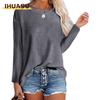 Women's Fashion Casual Solid Color Print Long Sleeve O-Neck Blouses & Shirts