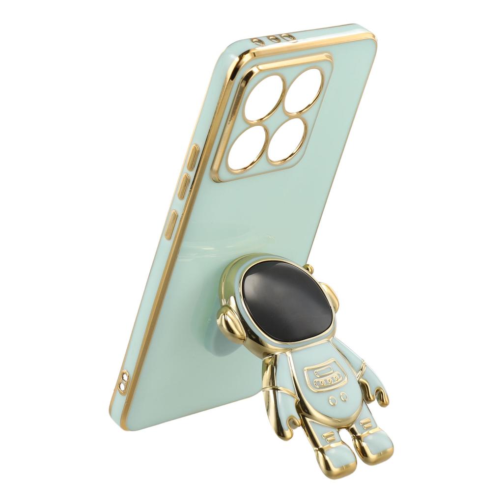 For Xiaomi 14T Pro Case Electroplating Soft TPU Phone Cover with Astronaut Hidden Kickstand