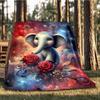 1pc Elephant Roses Fantasy Outdoor Flannel Blanket , Machine Washable Perfect Gift for Birthday , Holiday Travel Accessory , Durable Material