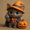 Halloween Cat Figurine Middle Finger Mini Cat Statue Desktop Wizard Hat Cat Ornament for Home Desk Shelf Mantel Party Decoration
