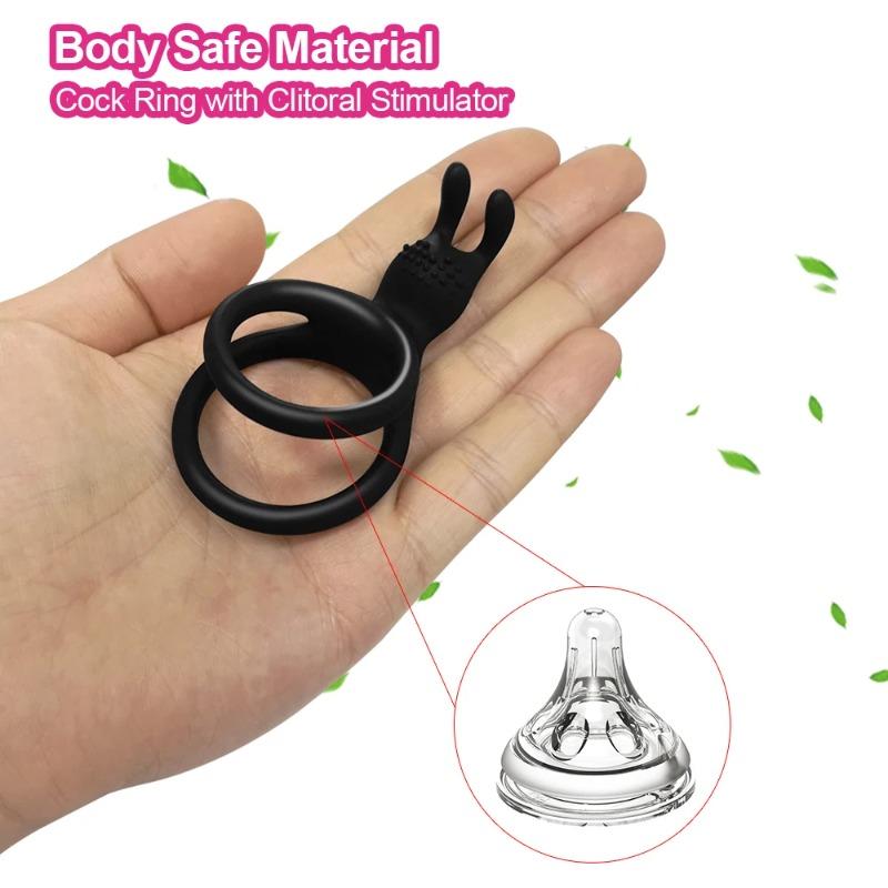 2-in-1 Silicone Penis Ring for Men – Dual Cock & Clitoris Stimulator | Ejaculation Delay & Erection Enhancer | Couples Sex Toy