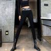 Leggings Cross Waist Stretch Outer Wear Thin High Waist Letter Magic Nine-Point Black Pants
