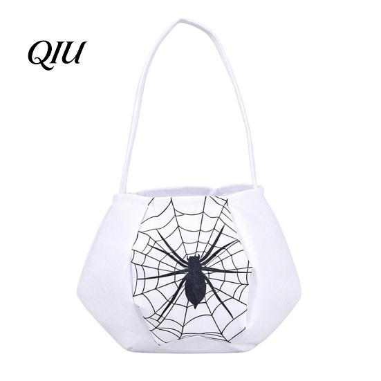Halloween Party Supplies Cute Treat or Trick Bag with Handle for Kids, Reusable Non Decoration Woven Candy Goodie Bag, Soft Handbag Basket Favors Home