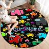 Among Us Custom Name Round Area Rug,Carpet Rug for Living Room Bedroom Sofa Playroom Decor,Non-slip Floor Mat