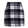 Women's High Waist Plaid Wool Pencil Mini Skirt