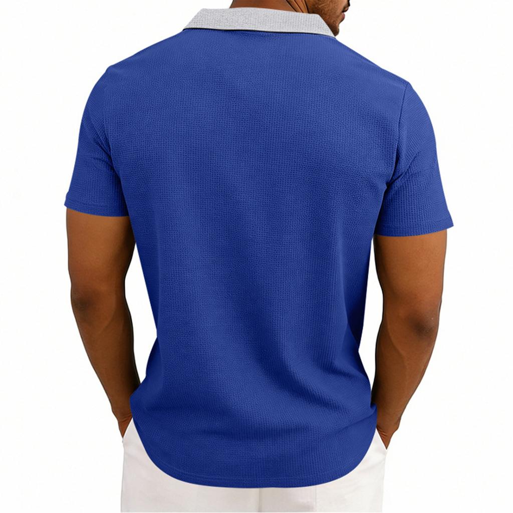 Men's Loose Shirt Matching Pockets Business- Collar Short-sleeved Shirt