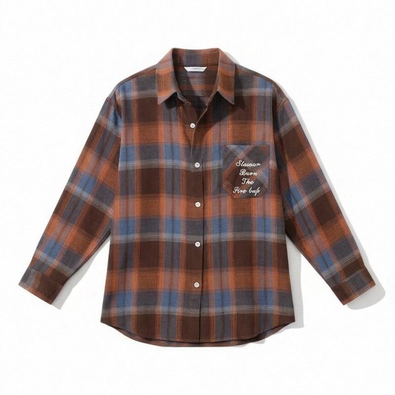 DIMANAF 2026 Autumn New Plus Size Women Vintage Plaid Long Sleeve Shirt Loose Casual Cotton Tops