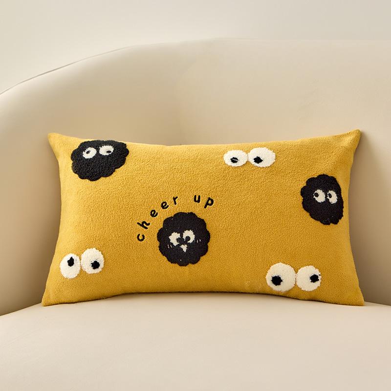 Medieval Critter Embroidery Cushion Cover Puppy Kitten Coffee Brown Washable Home Decoration Pillow Cover 30x50CM