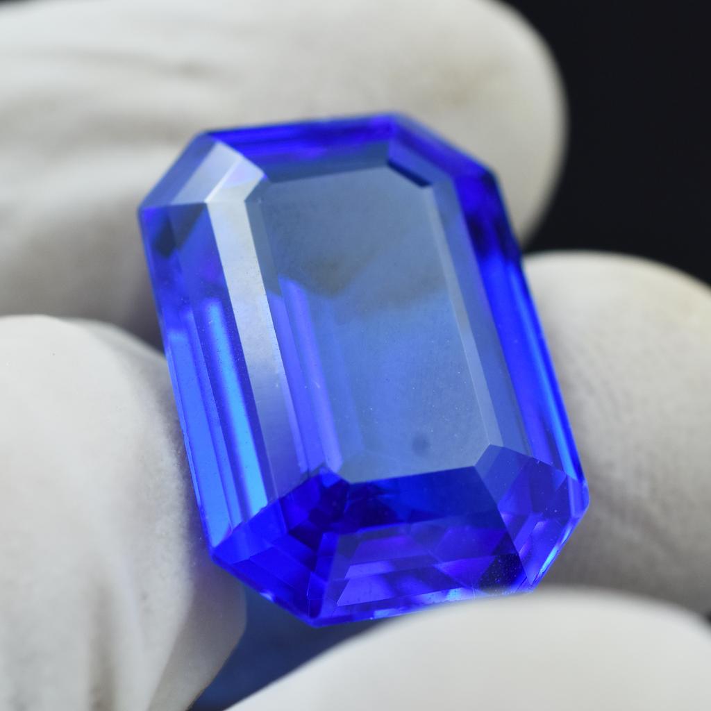 Blue Sapphire Emerald Cut CERTIFIED 19.85 Ct Natural Beautiful Loose Gemstone AR-1009