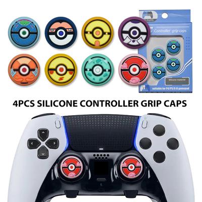 4pcs Silicone Analog Thumb Stick Grip Caps Compatible for PS5/Xbox One/Switch Pro Gaming Controller Joystick Protective Cover