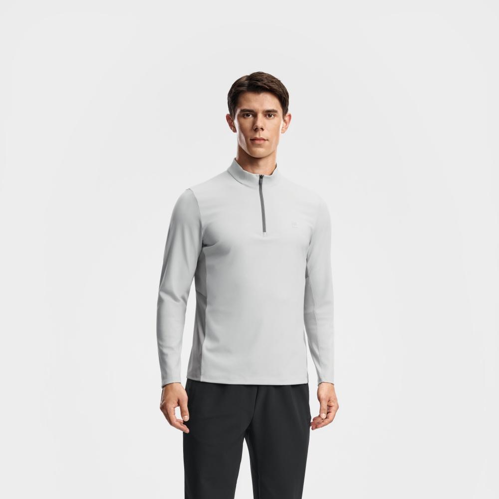 FILA T-Shirts Men's Light Gray Stand Collar Moderate Straight Fit