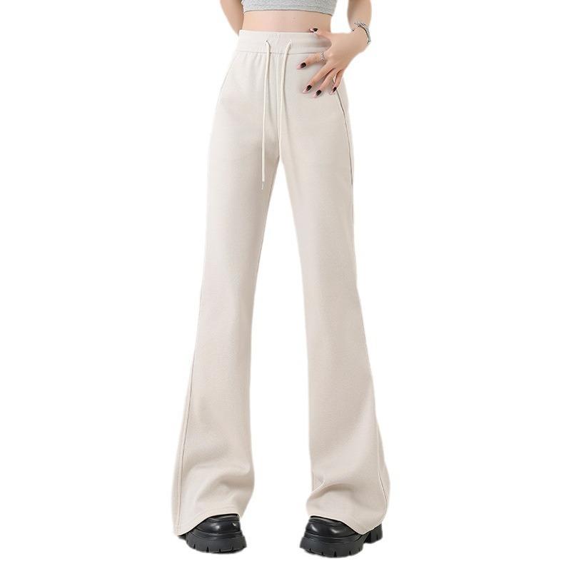Genuine pocket pants women's autumn new wide-leg micro-flared pants high waist and thin straight casual sports sweatpants