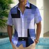 Herren Geometrisches Color Block Patchwork Hemd Knopfhemd Kurzärmelig Mode Lässig Sommer Kragen 3D-Druck mit Tasche Hemd