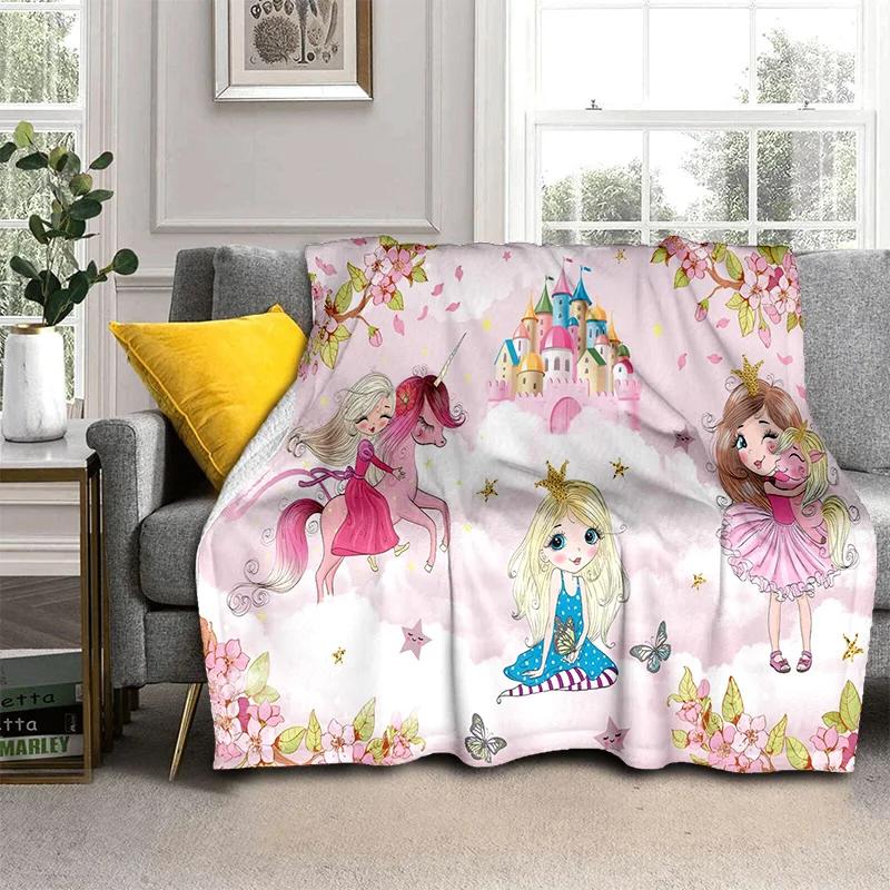 Cute Ballet Girl Ballerina Fairy Cartoon Blanket,soft Throw Blanket for Home Bedroom Bed Sofa Picnic Office Cover Blanket Kids