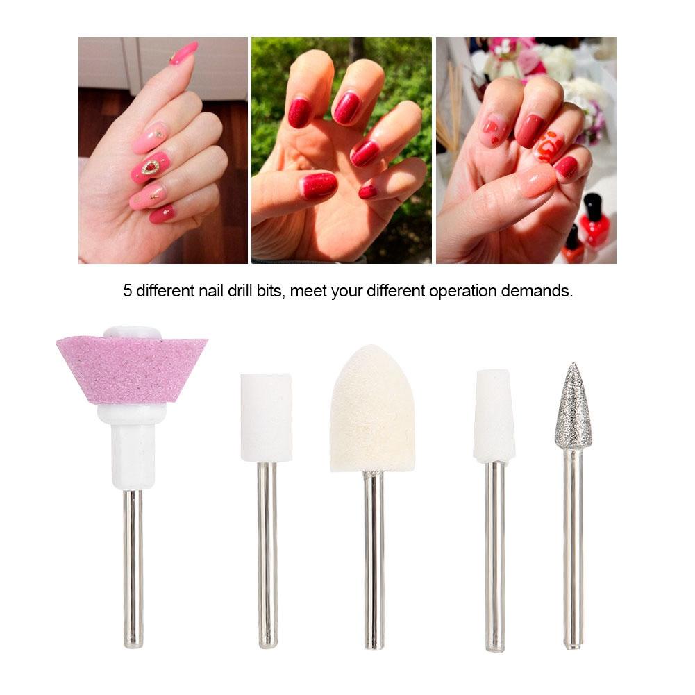 5pcs   Set Ceramic Metal Nail Drill Bits Manicure Pedicure Machine Rotary Burr Accessory