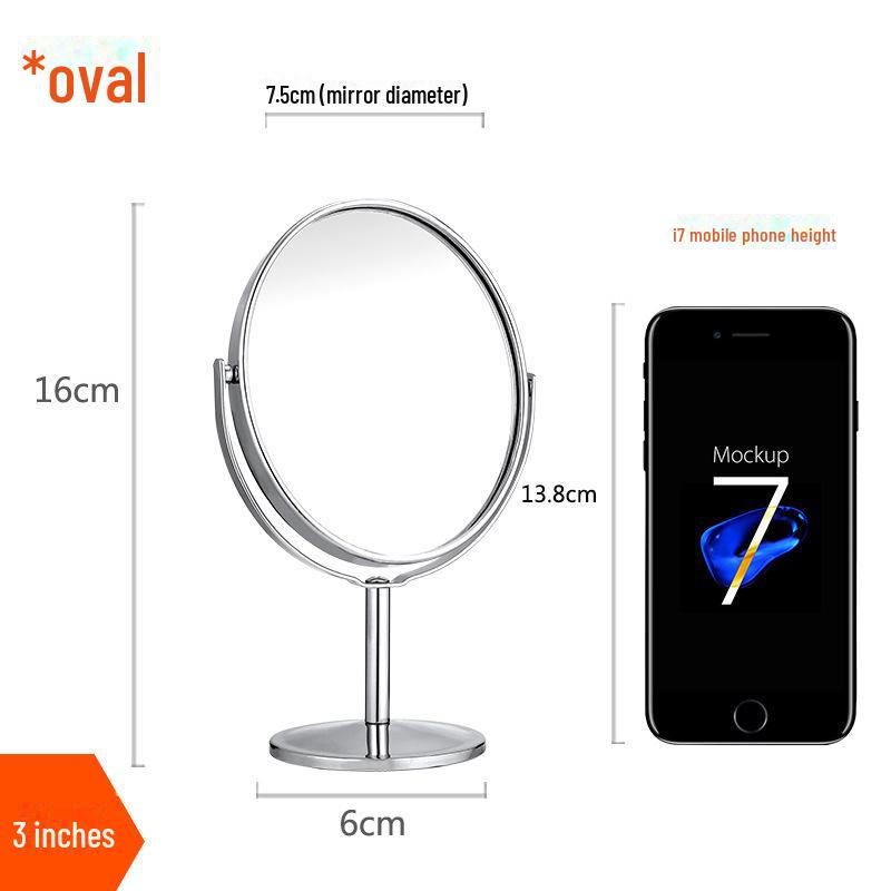 European Style Stainless Steel Dual-Sided High-Definition Makeup Mirror