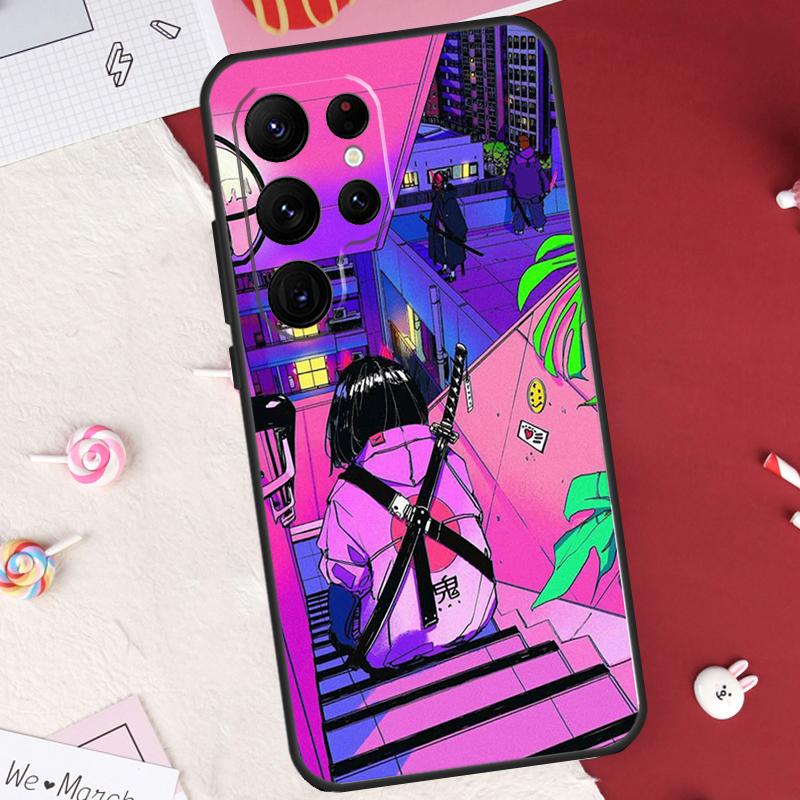 

Vaporwave Glitch Anime Case For Samsung Galaxy S24 FE S20 FE S21 S22 S23 S25 S26 Ultra S10 Plus S25 FE Cover Shell Galaxy S21 FE