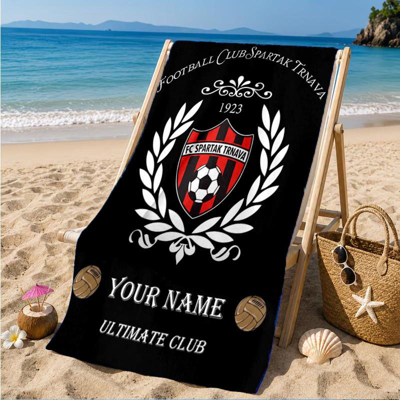 Custom Name FC Spartak Trnava Personalized Microfiber Beach Towel, Quick-Dry, Ideal for Summer Travel, Beach Essential, Swimming