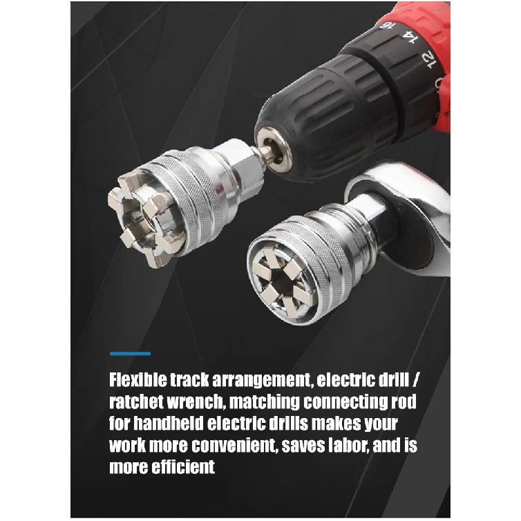 Universal Adjustable Socket Set Hex Wrench Kit for Various Size Nuts Bolts Multi-function Ratchet Handle Tool for Home Repair
