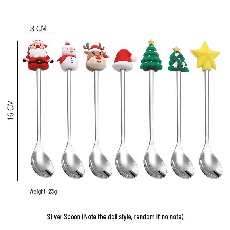 Creative Cartoon Stainless Steel Spoon & Fork Set: Coffee Stirrer, Fruit Fork, Christmas Gift