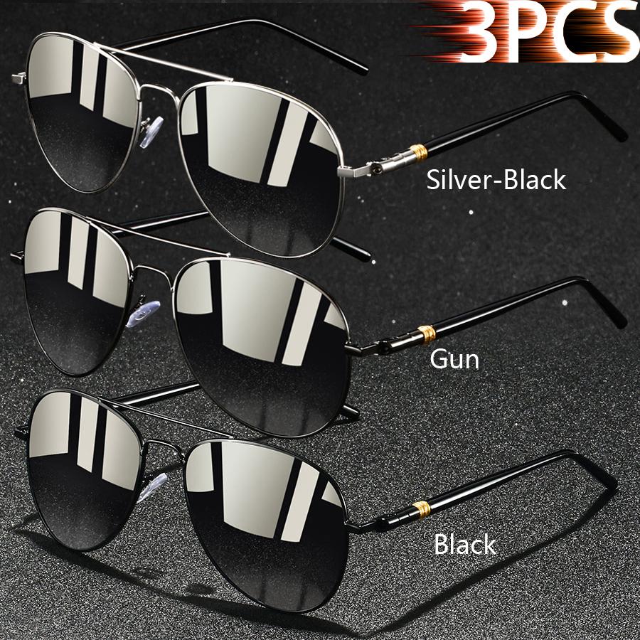 1PCS Vintage Ellipse Metal Frame Pilot Sunglasses Men Women UV400 Night Vision Fishing Driving Eyewear