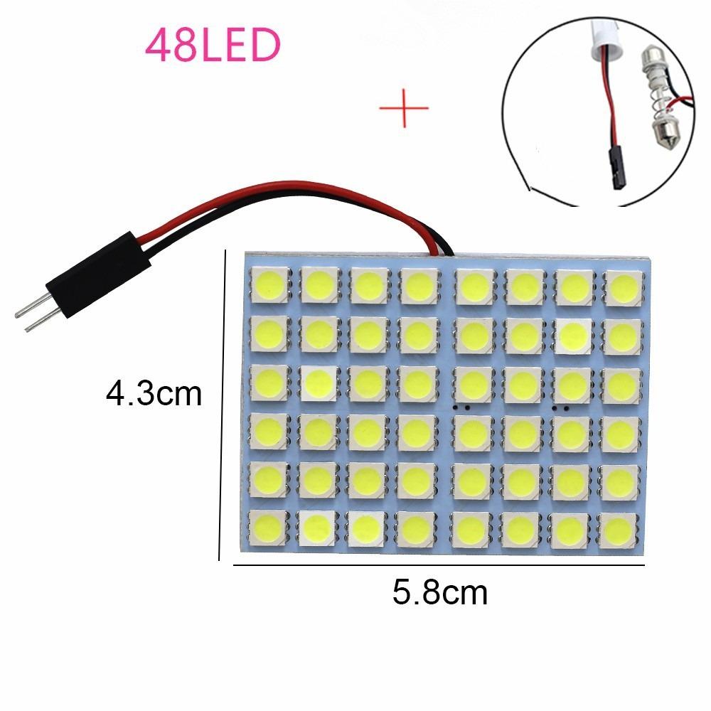Car 12 36 48 SMD 5050 LED Car Ceiling Light Interior Reading Light Car Trunk Bulb, Car Top Bulb with T10 W5W Festoon 2 Kinds of Adapter Bases