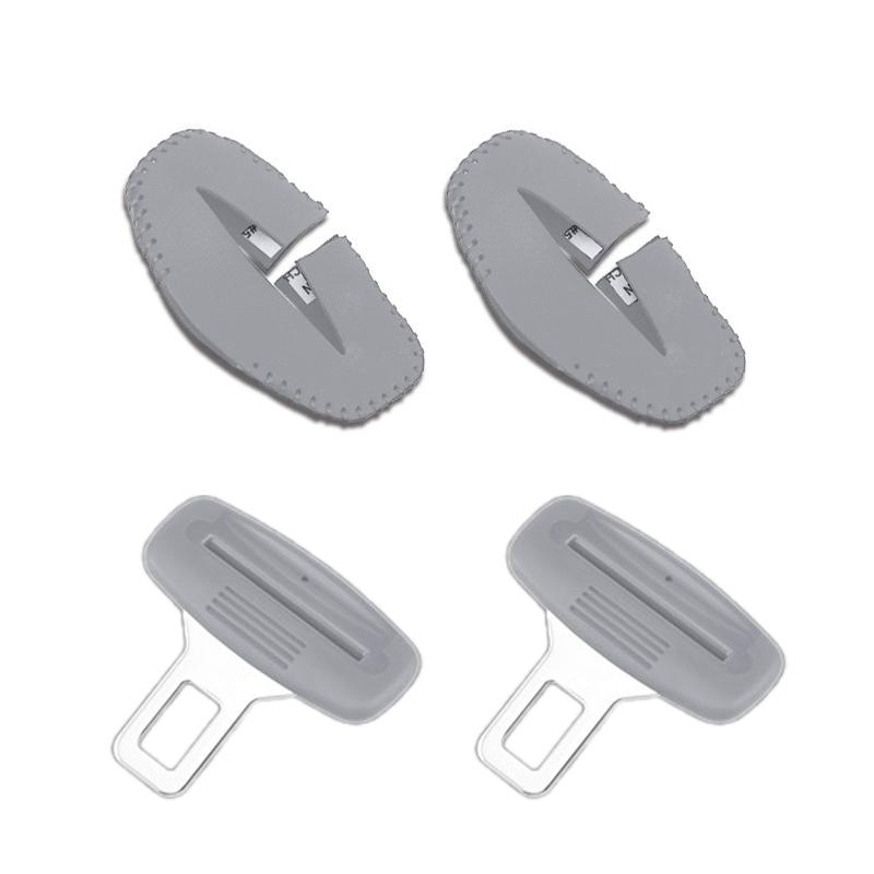 2 Pack Seat Belt Buckle Protective Cover & 2Clips Set, Pure Hand Sewing Cover, Universal Car Interior Accessories