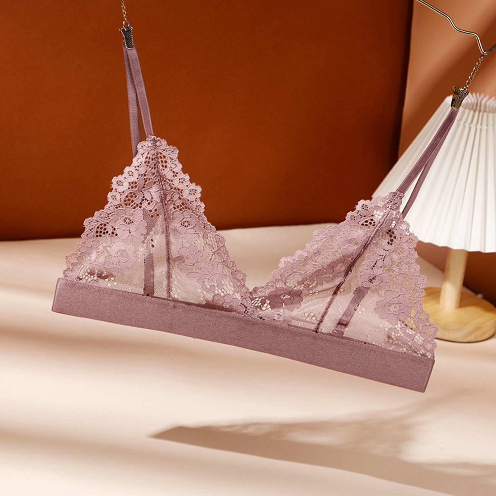 

Французское кружевное белье без бретелек женское сексуальное без стального кольца или губки тонкое белье S розовый