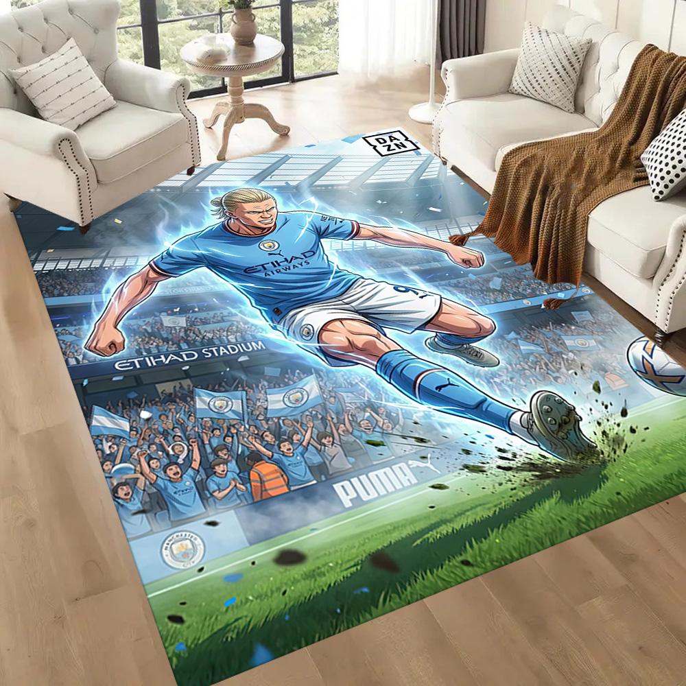 Electric Soccer Moment Square rugs are a great choice for living rooms, bedrooms, home décor, and as gifts.