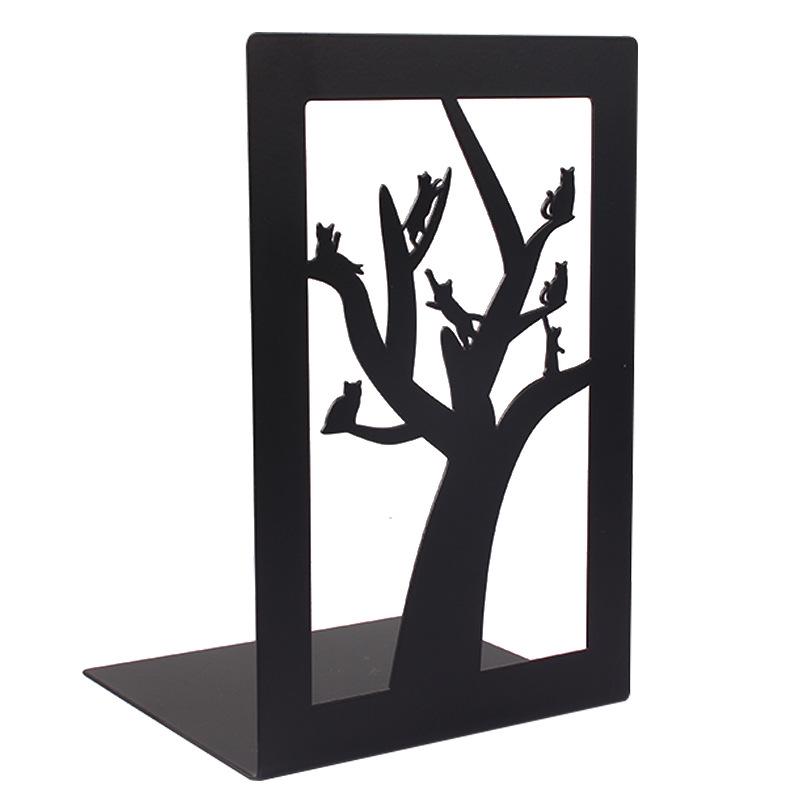 Creative Wrought Iron Metal Book Storage Rack and Personalized Hollowed-Out Bookends