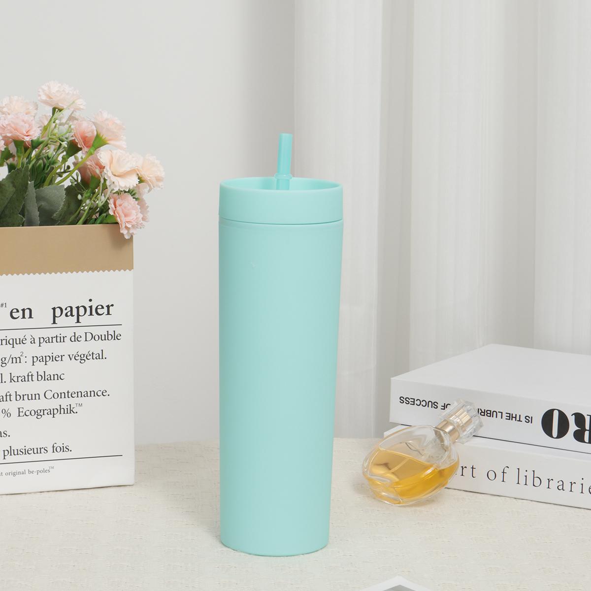 

1 шт. Пластиковая соломенная чашка, двухслойные бутылки для воды, кофейная чашка, многоразовый жесткий пластиковый стакан с крышкой, подарочная посуда для напитков 401-500ml