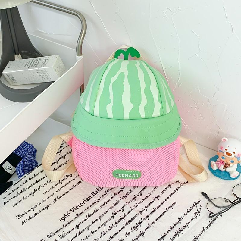 Cotton Children Preschool Backpack Cartoon Fruit Hat Durable Stitching School
