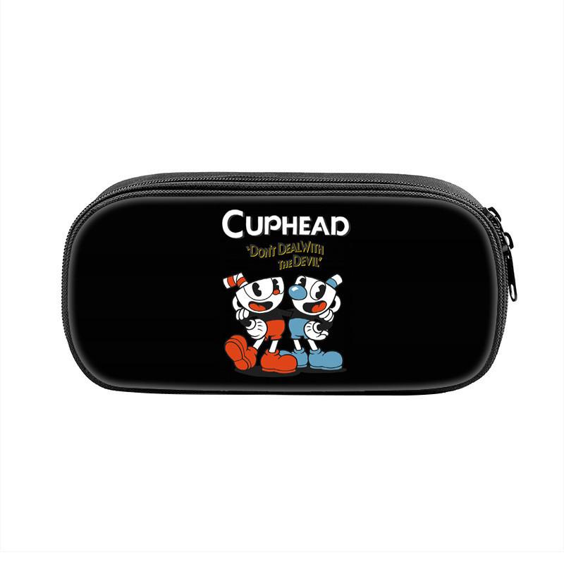 Cuphead Cartoon Pen Case Nylon Storage Pouch For Students And Kids