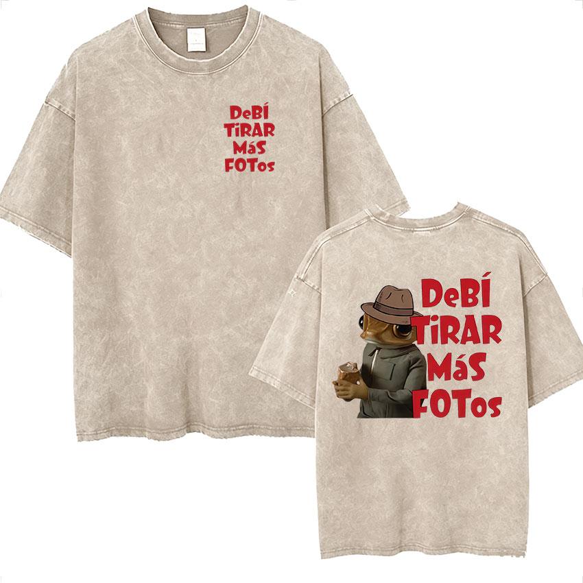 Rolig Debi Tirar Mas Fotos DTMF Vintage Tvättad T-shirt Bad Bunny Album 2026 Merch T-shirts Herr Dam Harajuku Överdimensionerad T-shirt