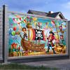 2D buntes Piratenabenteuer Geburtstagsfeier Banner mit Wimpelketten