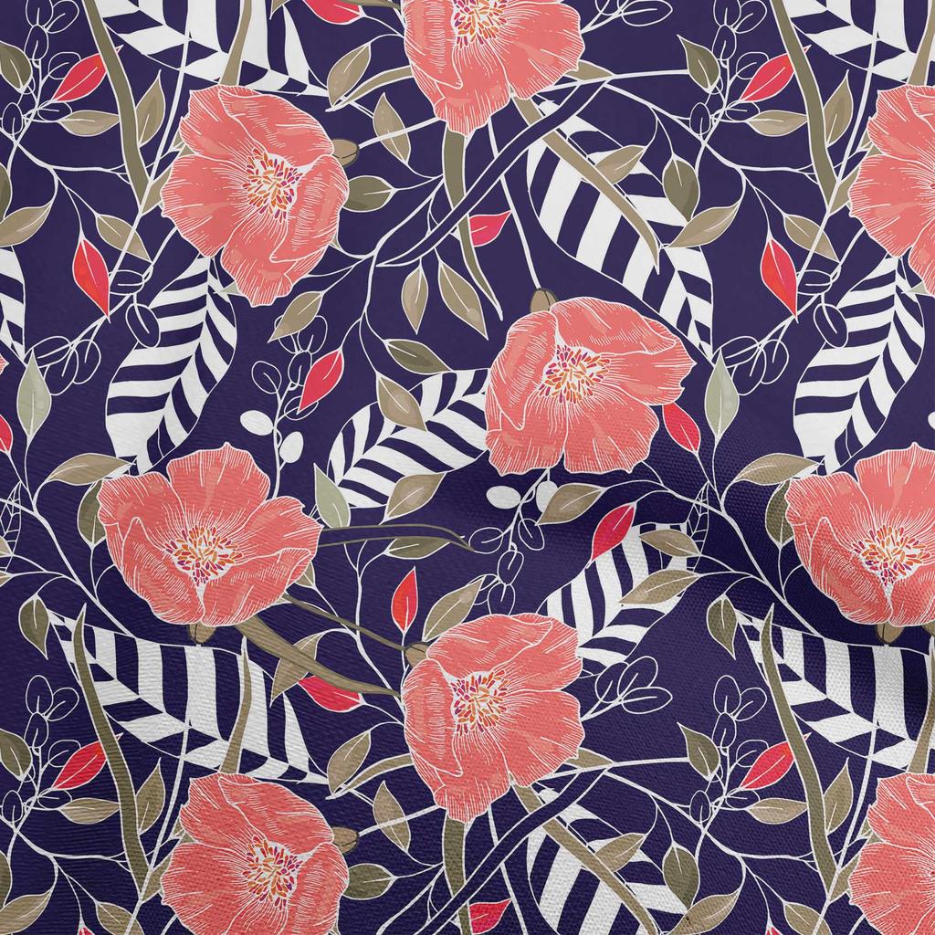 oneOone Bomull Flex Mørk Fersken Stoff Tropisk Blomstermønster Håndverksprosjekter Dekorasjonsstoff Trykt per Yard 40 Tommer