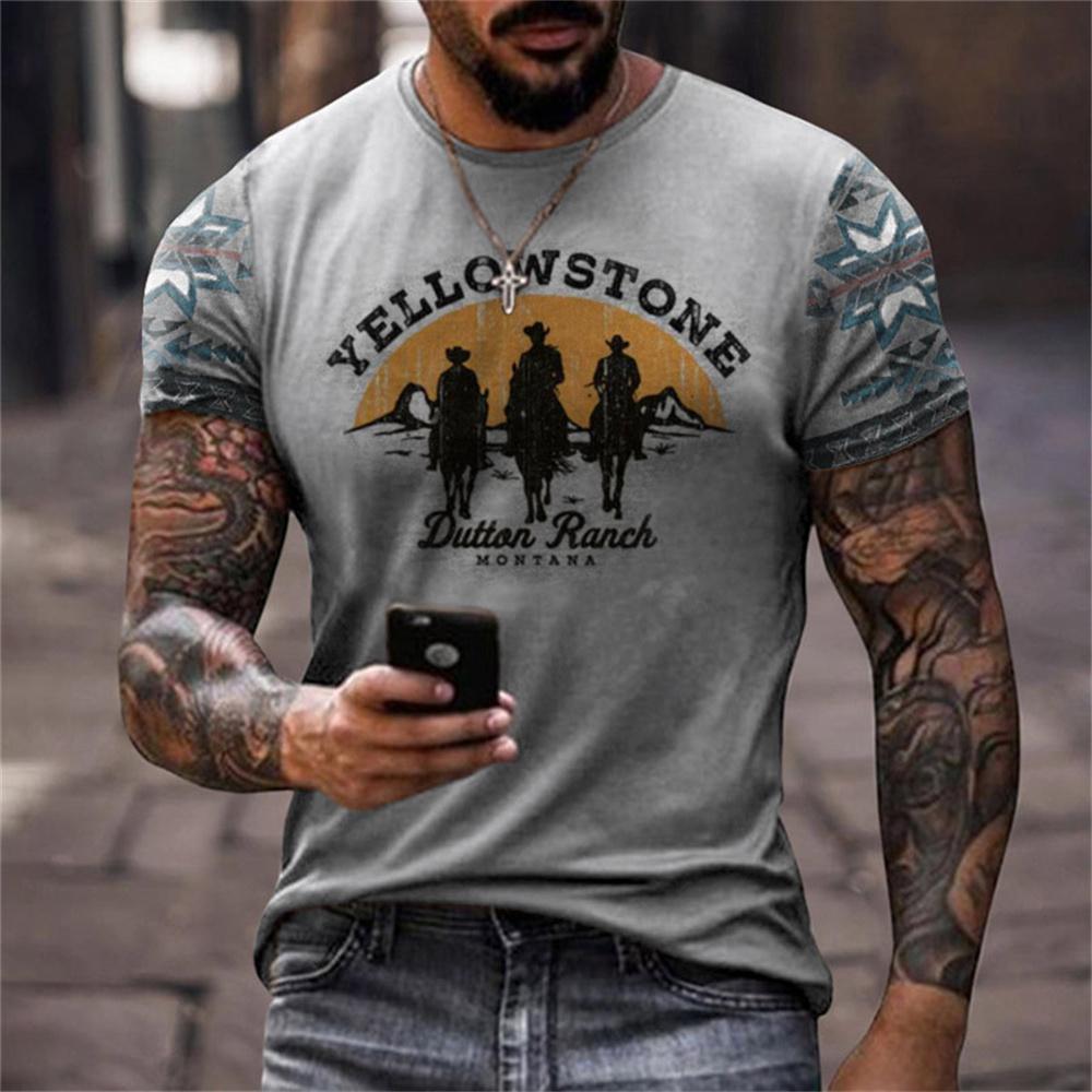 Vintage Yellowstone 3d Printing Harajuku Short Sleeve Tee Casual Streetwear Loose Pullover Men's T-shirts